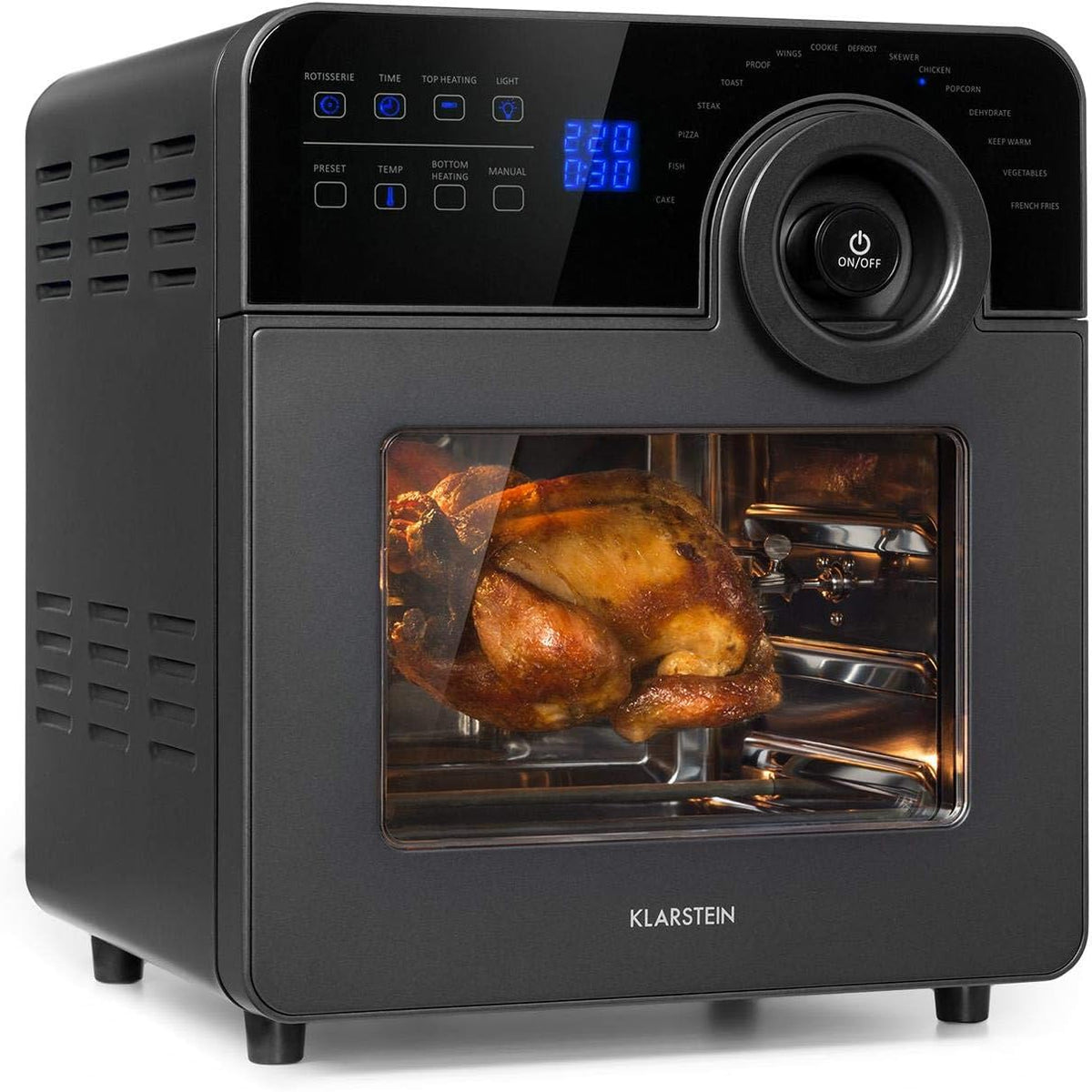 Freidora de aire de KLARSTEIN, AeroVital Cube Chef - Freidora aire, Freidora sin aceite con potencia 1700 W, Freidora de aire con volumen 14 L, 50-220