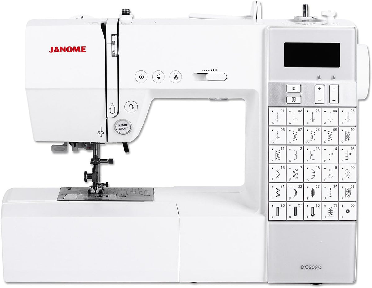 Máquinas de coser DC 6030 - Máquina de coser (Máquina de coser automática, Blanco, Costura, 5 mm, Eléctrico, 6, 8 kg), Janome