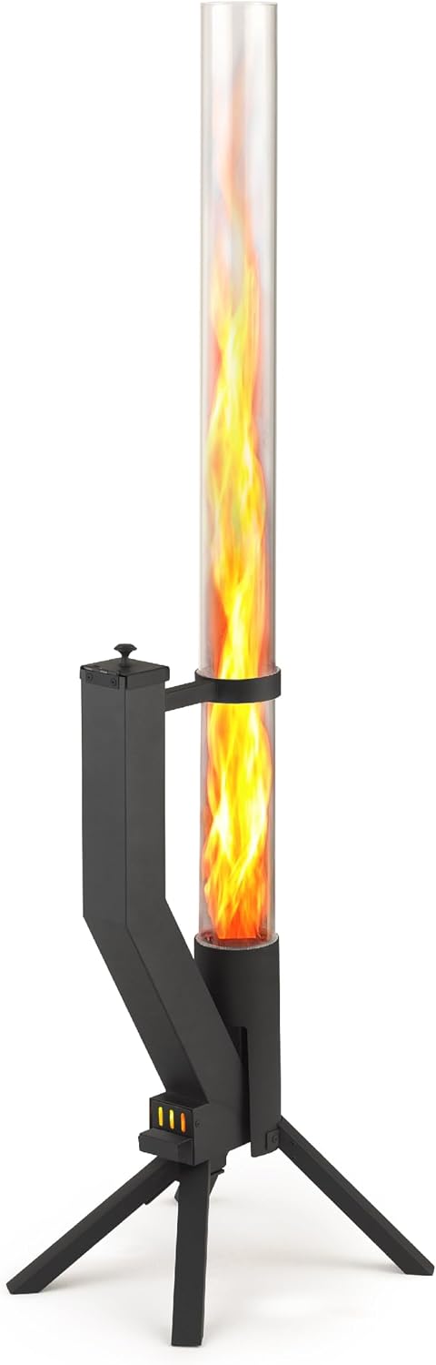 GARDENFLARE Brasero, de Pellets Exterior, Columna de Fuego, Negro