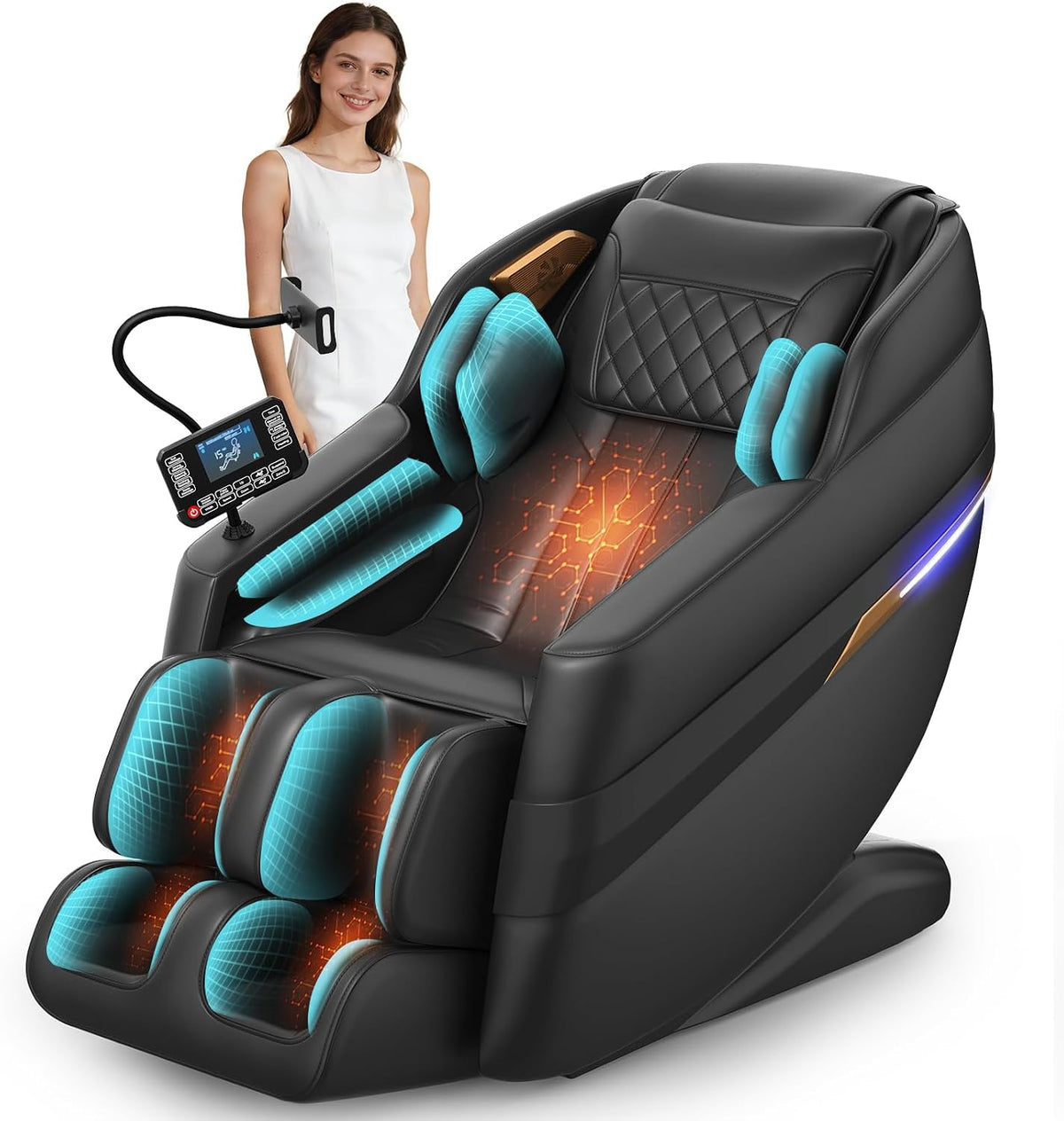 Gegcucey Sillones y asientos de masaje eléctrico, Sillón de masaje 3D SL-Track, sillón de masaje con 8 bolsas de aire, calefacción en piernas y