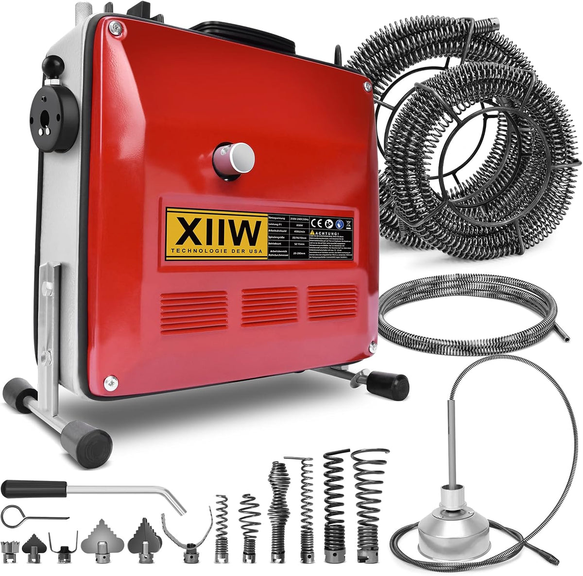 Sonda XIIW, Máquina limpiadora de tuberías 850 W con 12 cabezales para tubos de 20, 200 mm de diámetro, 450U/M