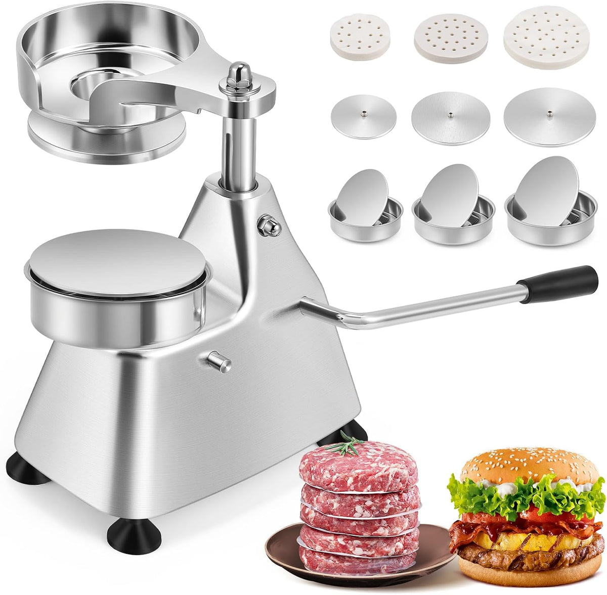 Mazos para carne de Moongiantgo, 3-in-1 Máquina de Prensa de Hamburguesas de Acero Inoxidable