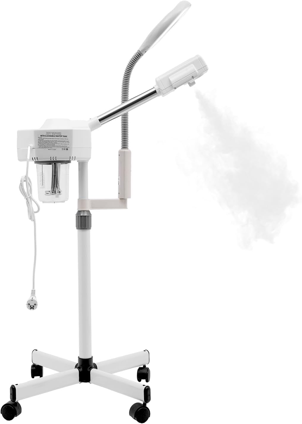 Sprays y rocío de GAOUSD, 750 W Vapozone Vapor Facial 2 en 1 Vapor Cara con Luz LED Estética Profesional Ajustable en Altura Boquilla Giratoria 360 °