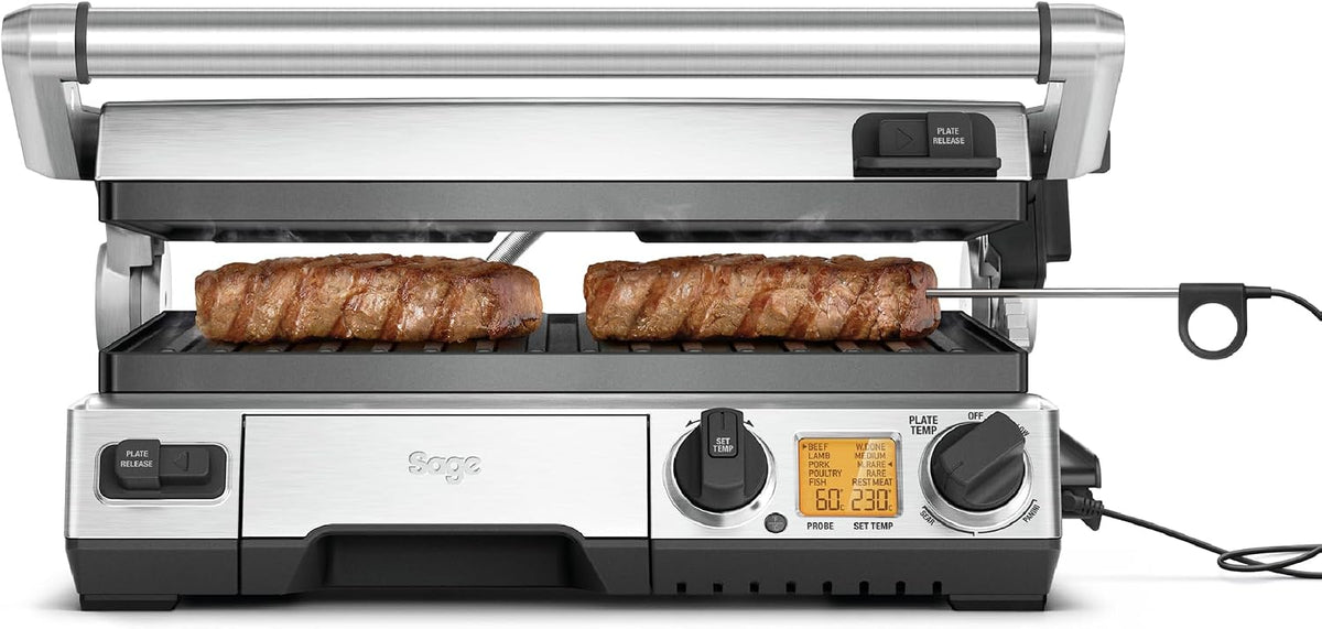 Parrillas eléctrica de Sage, Smart Grill Pro - Plancha con Modo Barbacoa, Acero Inoxidable
