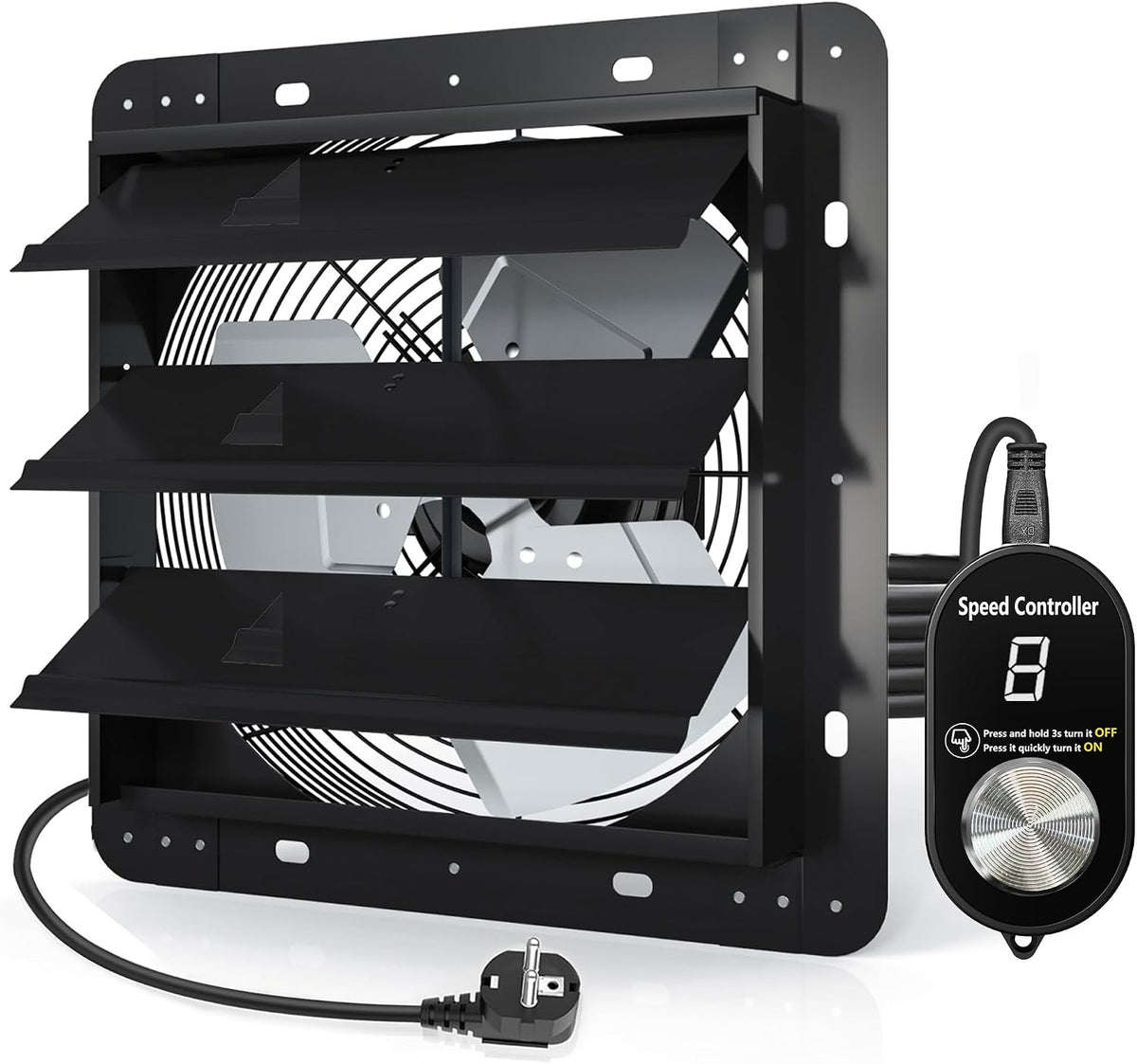 Ventilador Brogachy, 350mm Extractor de Aire Alto flujo aire silencioso para garaje