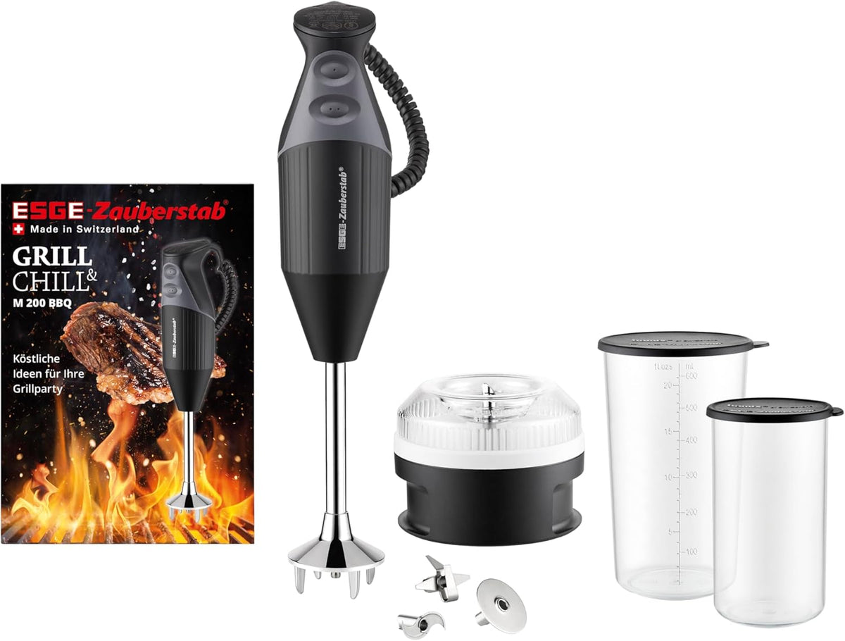 ESGE Zauberstab Batidoras de mano, ESGE 98215 ESGE-Zauberstab M 200 - Batidora de mano para barbacoa, hasta 17.000 rpm, 200 W, con accesorio para