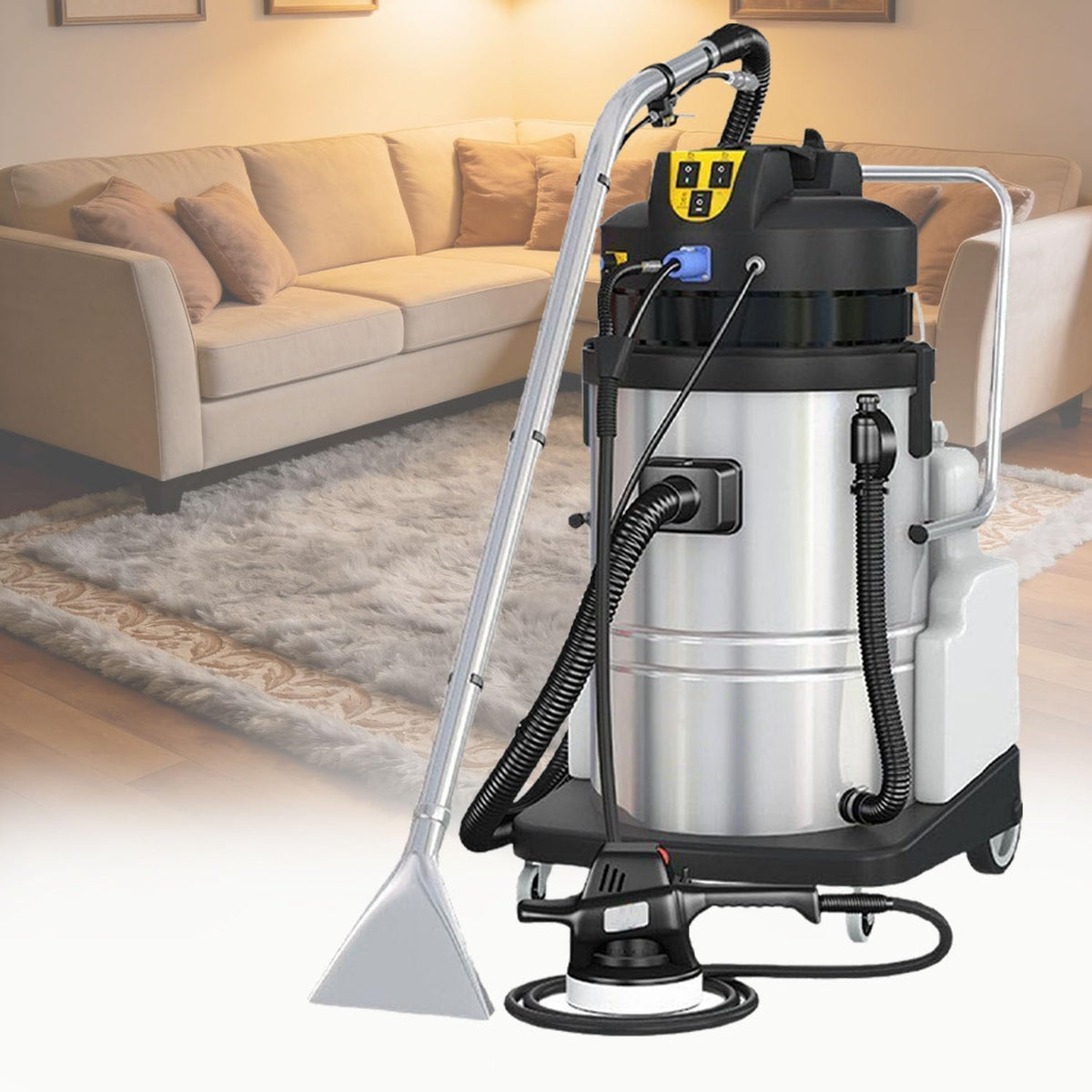Aspiradoras escoba Limpiador Profesional 3 En 1 para TapiceríAs, Aspiradora Lavadora HúMedo-Seca De Acero Inoxidable, para Alfombras, SofáS, Cortinas