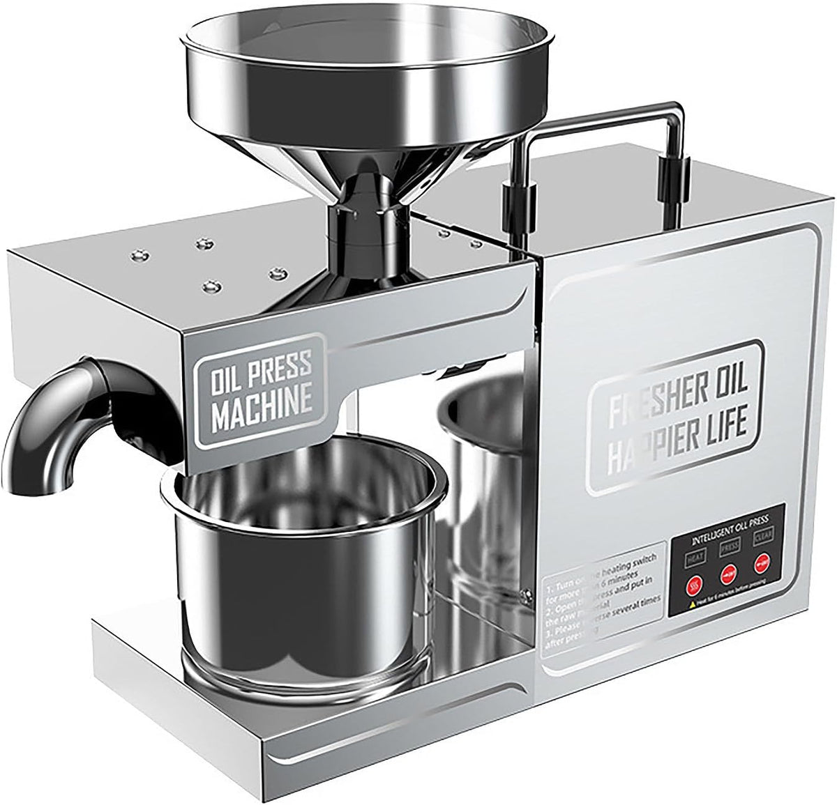 Exprimidores eléctrico de ALSUP, Prensa Aceite Oliva Eléctrica Mini Almazara, Acero Inoxidable 304, 2 Modos Frío/Caliente, Exprimidor Automático
