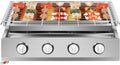 CUMELLIIR Parrillas de gas natural, Barbacoa de gas de mesa de 4 quemadores, asador de gas de acero inoxidable con parrilla, parrilla de mesa de gas