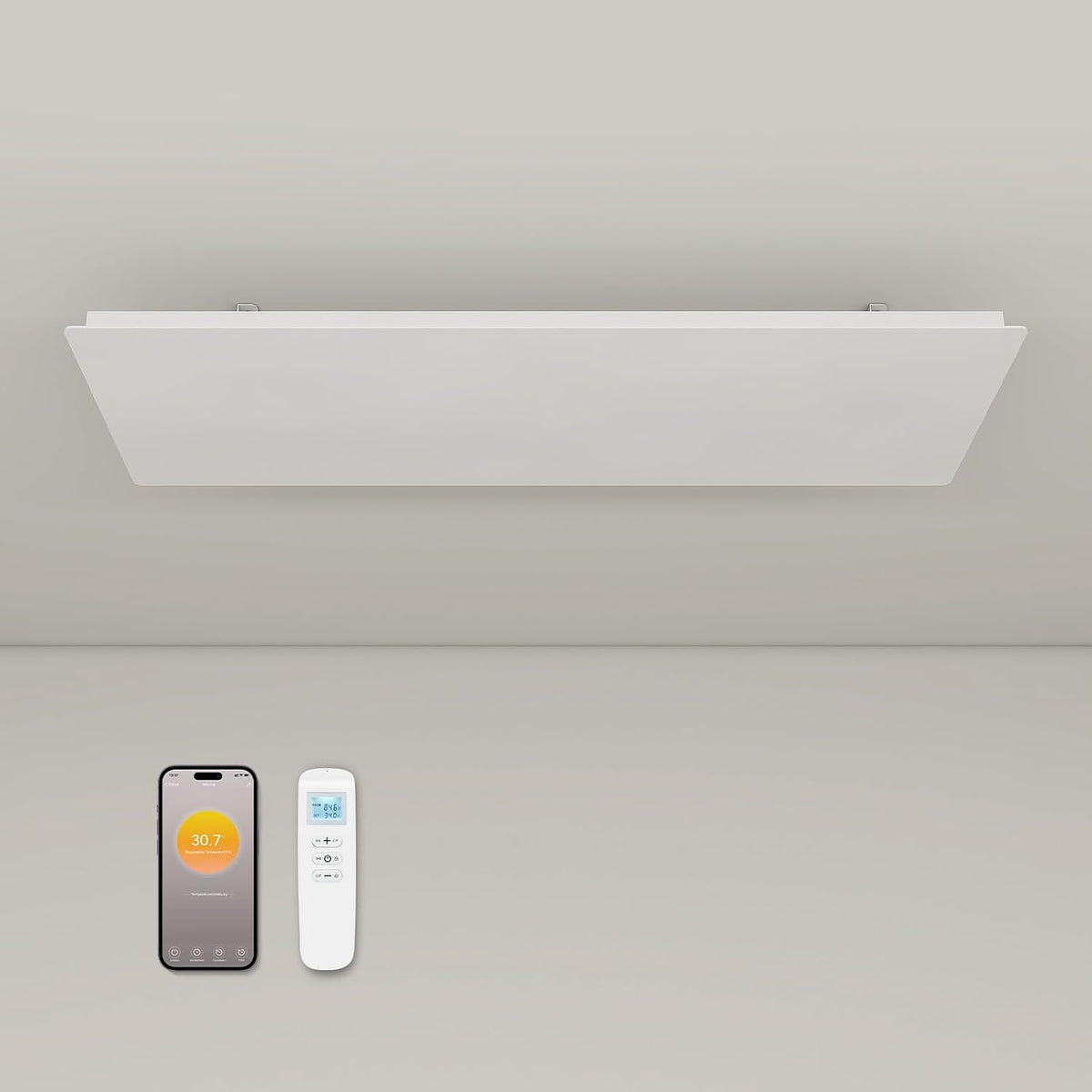 Calefacción por infrarrojos para techo con termostato, 1300 W, calefactor de techo por infrarrojos, mando a distancia por aplicación, panel de