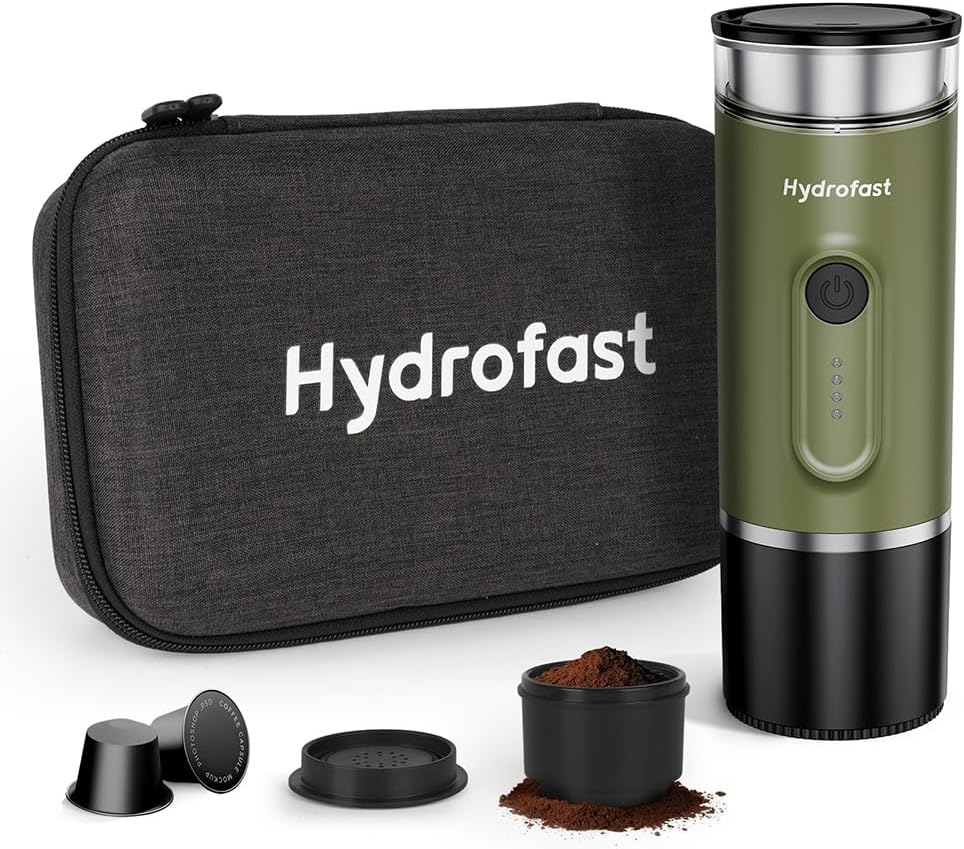Cafeteras individual Cafetera de espresso portátil con batería de 7800 mAh, diseño ultraligero, fácil de viajar, 20 bar, autocalefacción, con cápsulas