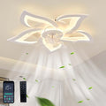 Ventiladores para el techo con lámpara GWYAJTU, Lampara Ventilador Techo Silencioso Moderno Regulable LED Ceiling Fan with Light DC Reversible 6