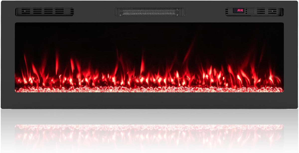 Chimenea eléctrica COSTWAY, 750W/1500W Chimenea Decorativa Empotrada, 50'