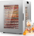 Kwasyo Deshidratador, Alimentos 15 Bandejas Inox, 1200W Doble Ventilador, para Carne, Fruta, Snacks Perros, Hierbas, Temp. Ajustable 90°C