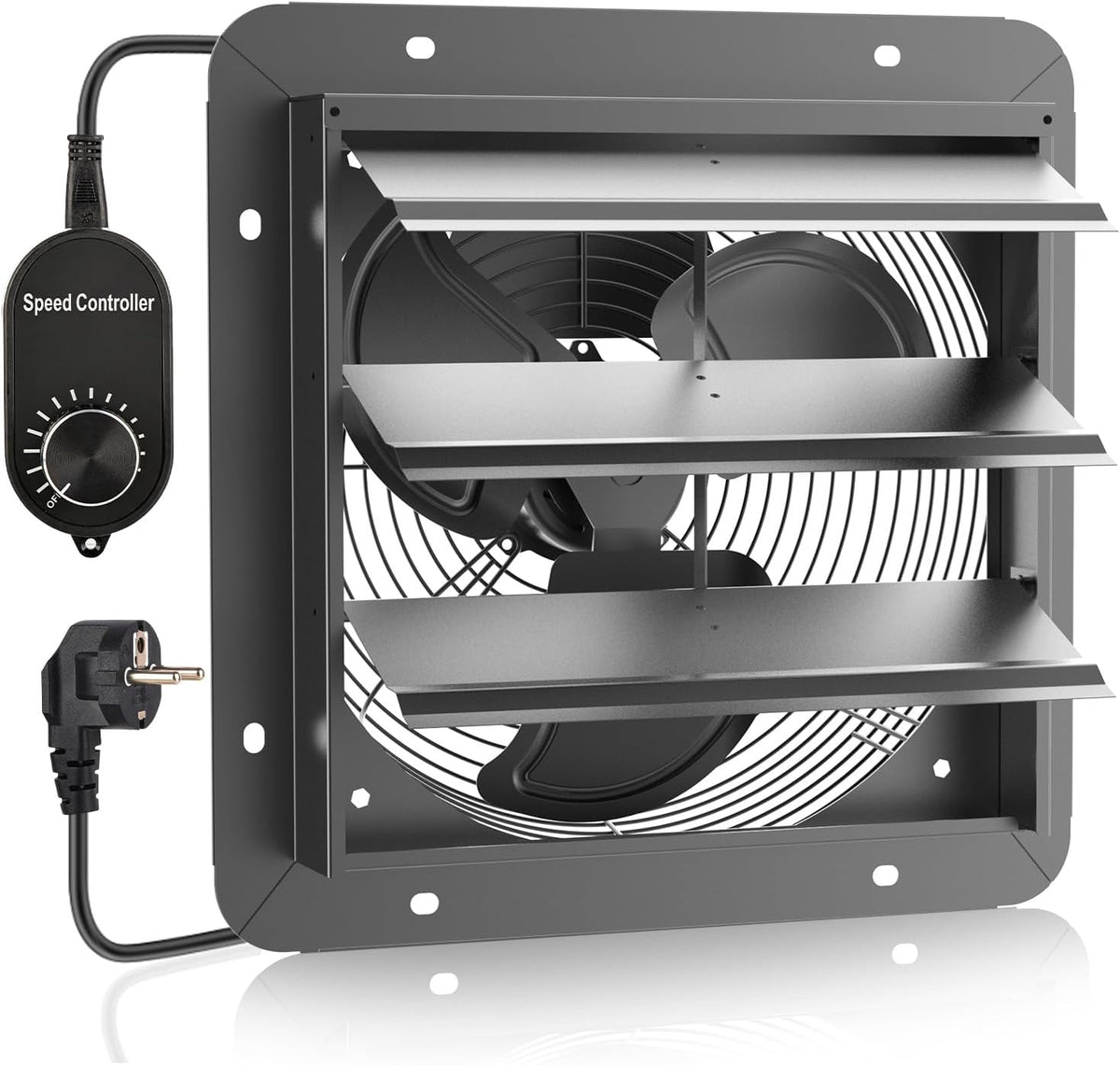 MISTRO Ventiladores de pared, Ventilador Extractor de Aire 300mm Ventilador Industrial de Pared con Persiana de Gravedad Automática, Extractor con