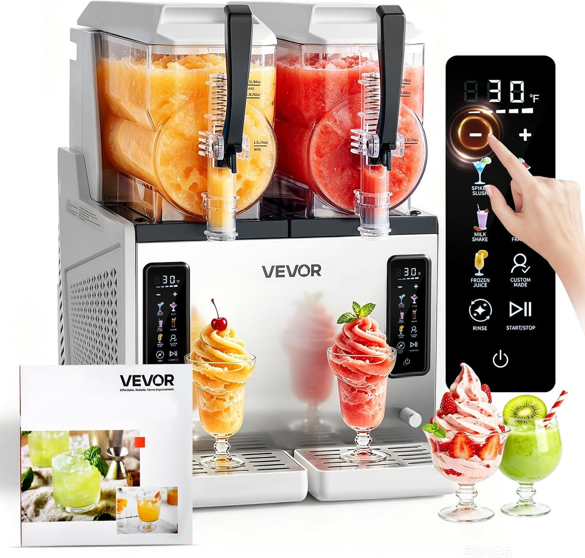 Máquinas para hacer hielo VEVOR, Máquina para Hacer Granizados con 2 Tanques de 3 L, Máquina de Granizado de Hielo para Hogar, sin Necesidad de Hielo