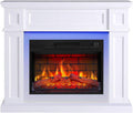Chimenea eléctrica Linz AF23BS WT con efecto bidireccional, chimenea eléctrica independiente con calentador de 1800 W, efecto de llama realista