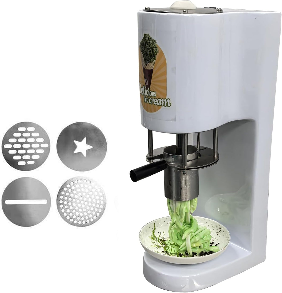 Heladera de Generic, Máquina eléctrica de helado, prensa de helado de acero inoxidable con 4 moldes intercambiables, fácil de limpiar, ideal para