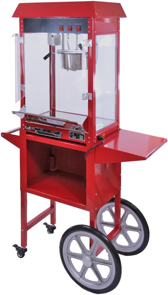 Máquinas de palomita Máquina para Hacer Palomitas de Maíz Profesional con Carrito Palomitera de Acero Dulces Caramelo Capacidad 230g Fácil Limpieza 24
