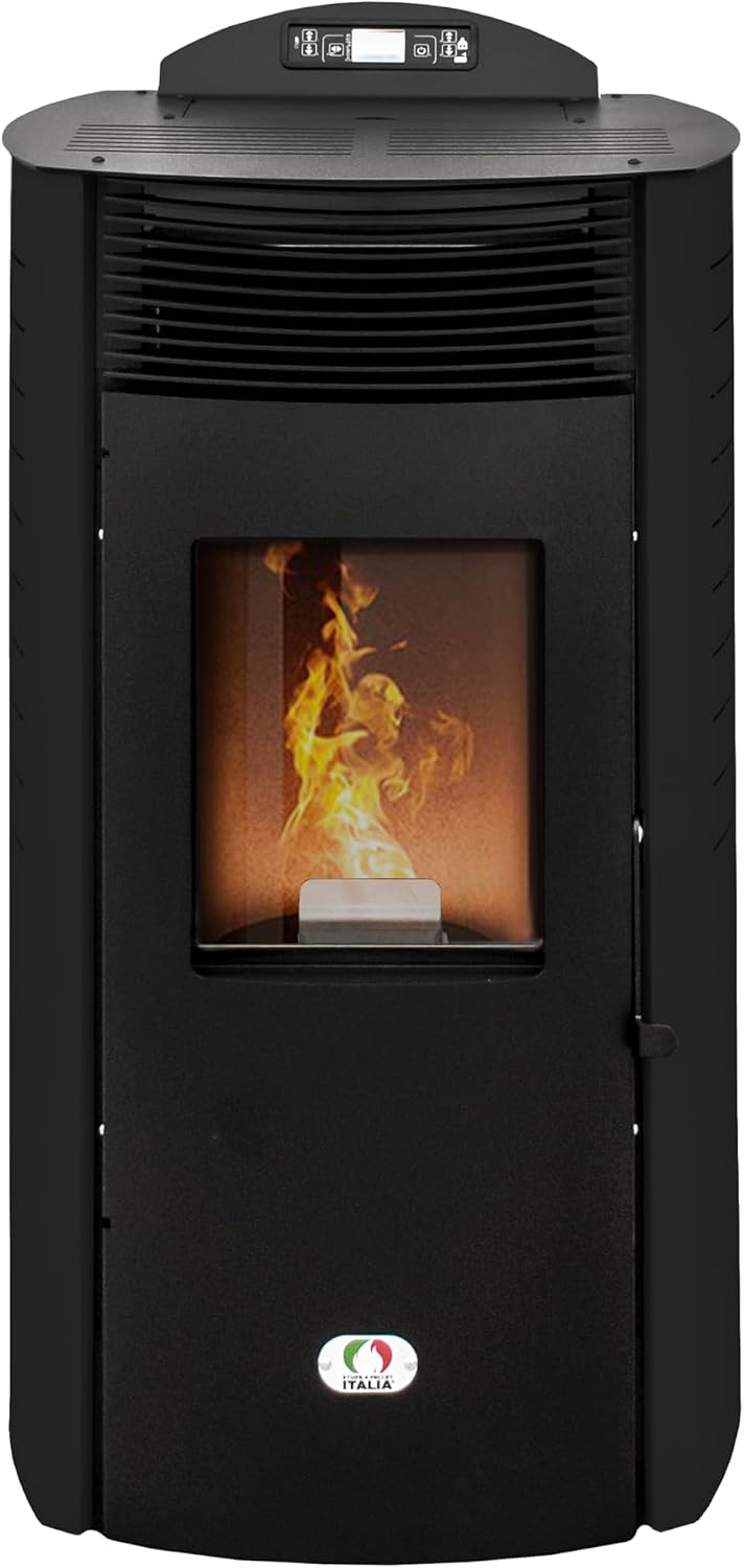 STUFE A PELLET ITALIA Calefacción de pellet, Siberia Aria New 18 KW Doble canalización, Estufa de aire ventilada Eficiencia 91% Calienta 180 m²