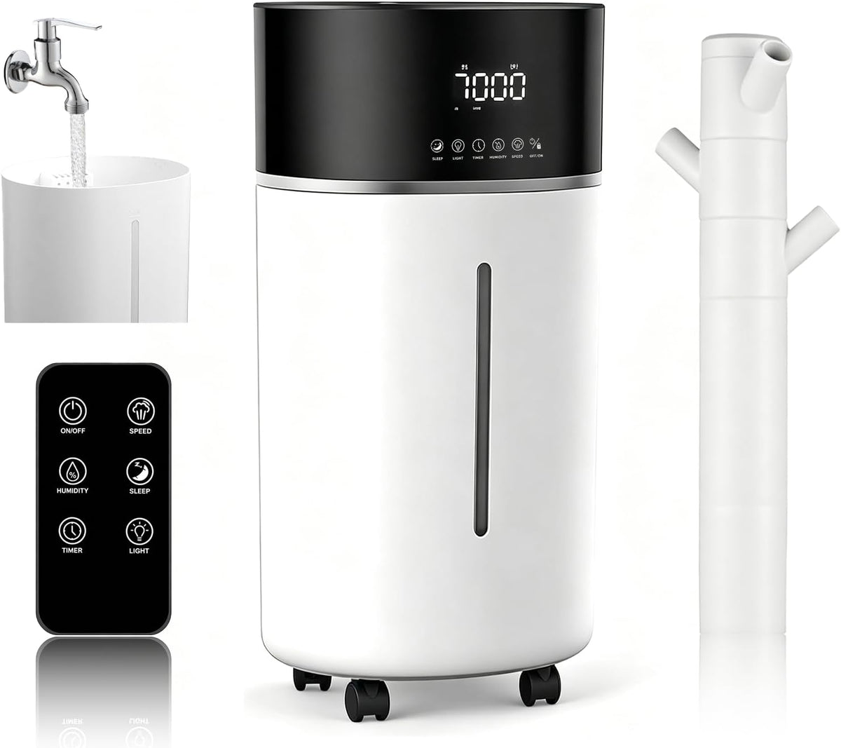 Poaqeoc Humidificadores de habitación individual, Humidificador de 18 L para grandes espacios hasta 200 m², niebla fría y caliente, humidificador