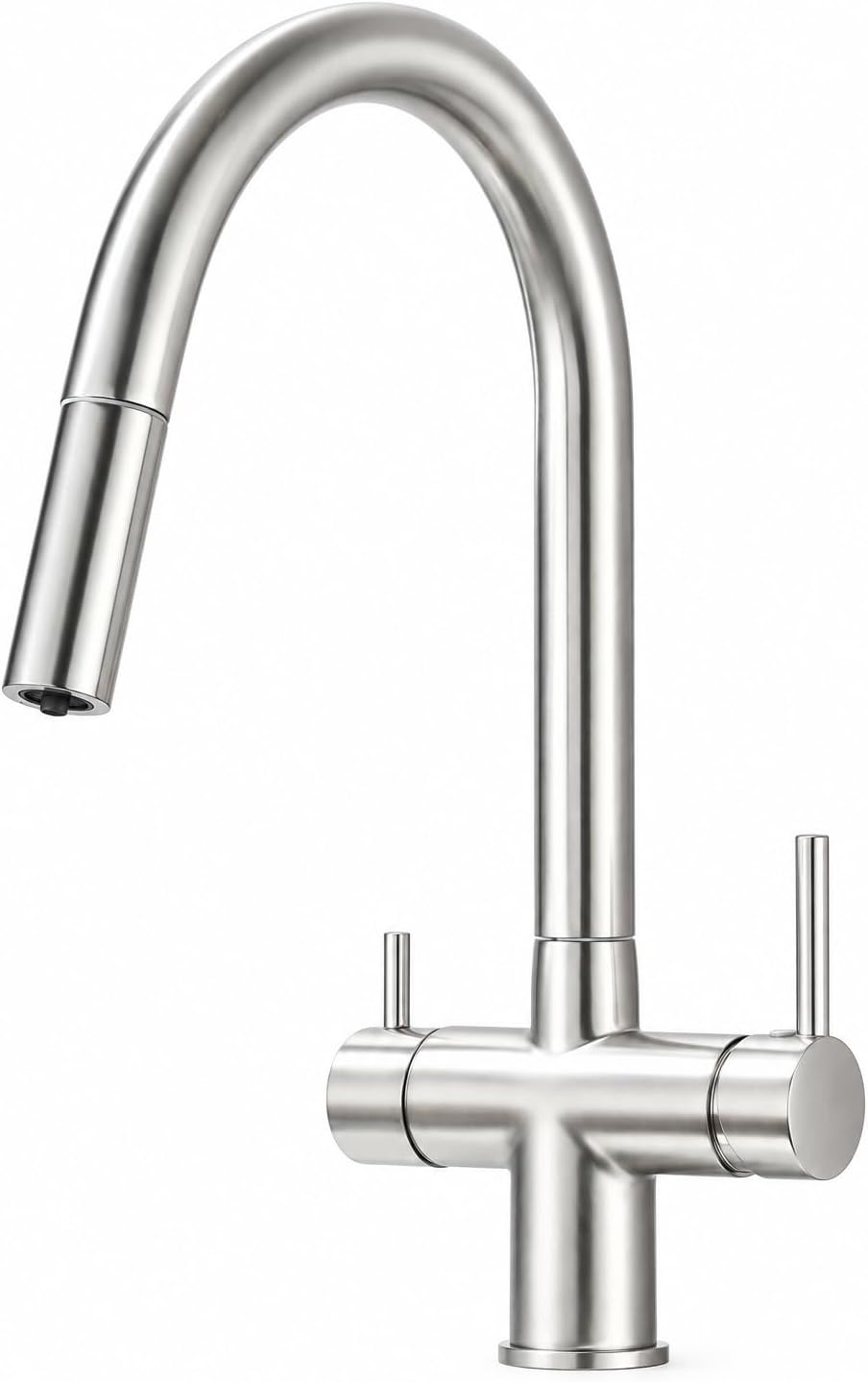 Grifos de llenado de olla Ari, Grifo 3 Vías Caño Alto con Ducha Slender, Acero Inoxidable