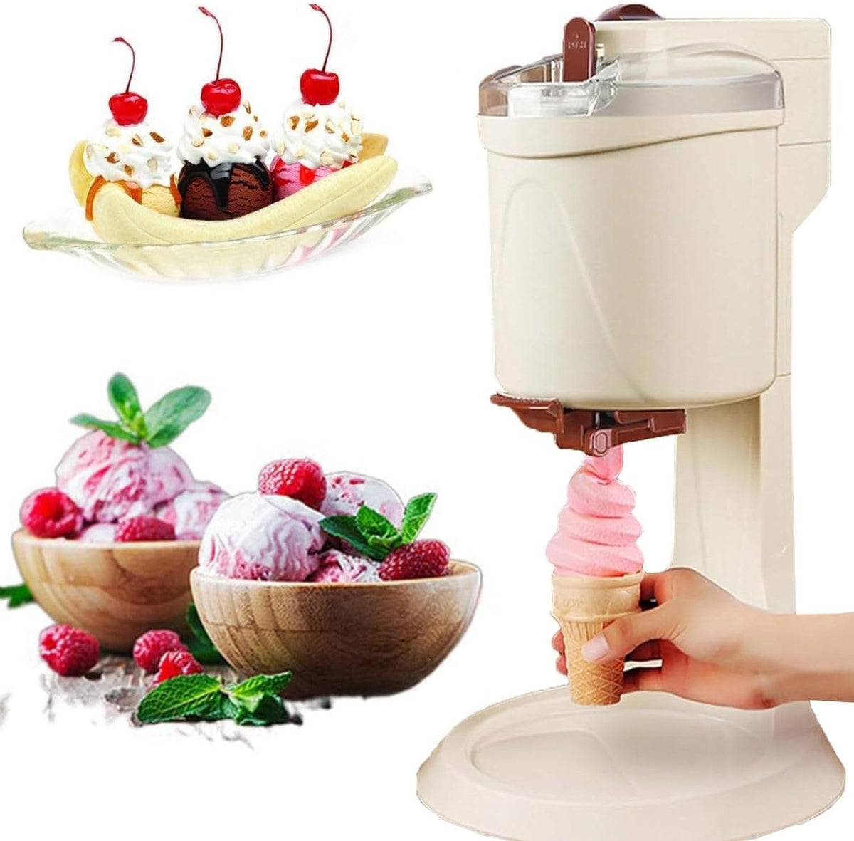 DJUKYMJMN Heladera, Máquina De Helado Suave, Cocina De Bricolaje Casera Automática Mini Máquina De Helado Suave De Frutas Fácil De Limpiar Y Operar