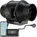 Equipos de ventilación WiFi Extractor de Aire 150mm, 2800 rpm motor EC trifásico de 55W 683m³/h, ventilador de salida con controlador de temperatura y