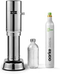 aarke Sifones y máquinas para hacer soda, Carbonator Pro - Pulverizador de agua con botella de cristal, acabado en acero inoxidable + cilindro de CO2