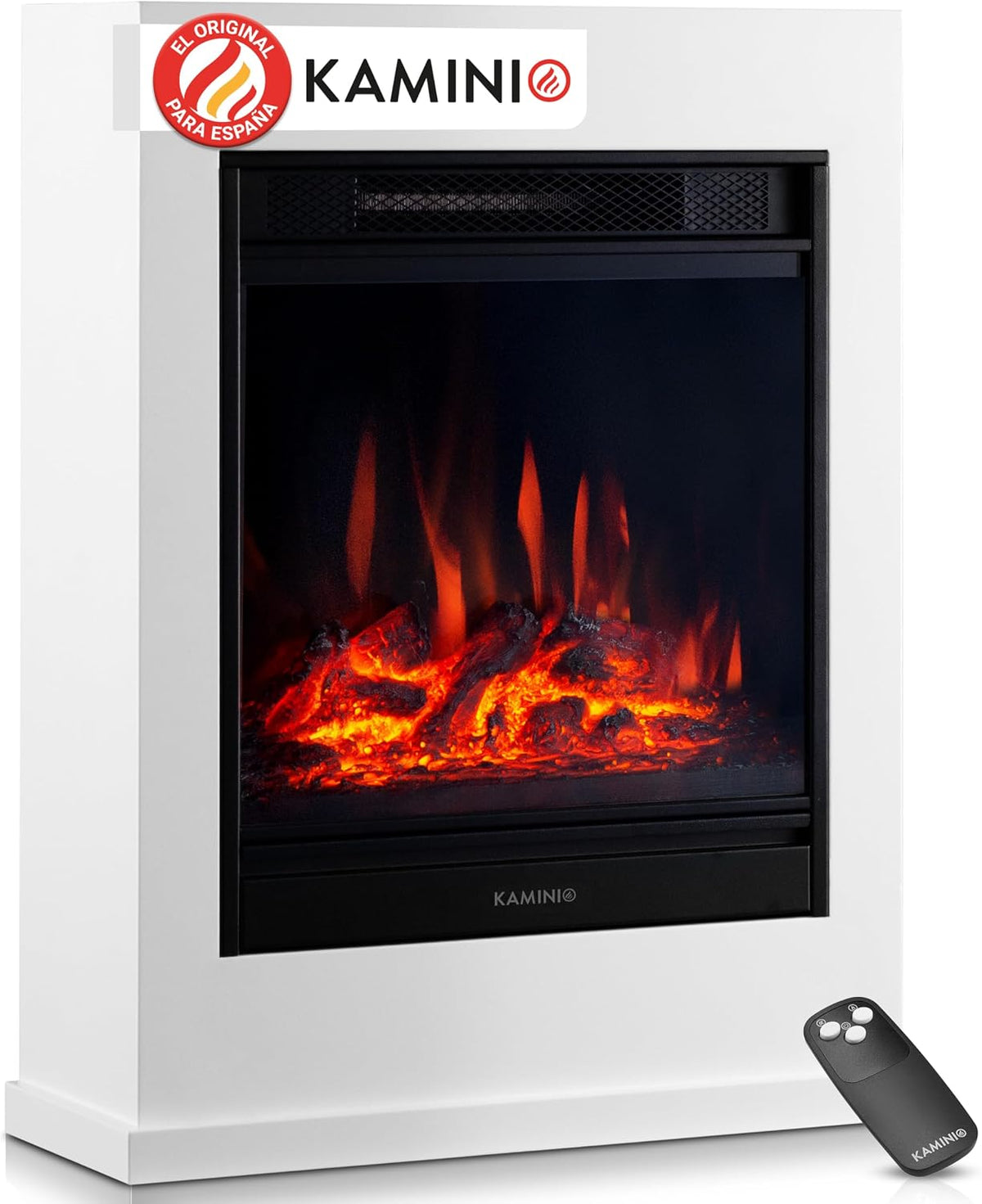 KAMINIO Chimenea eléctrica, ® Chimenea eléctrica de pie con Calefactor [Blanca, Kalle]