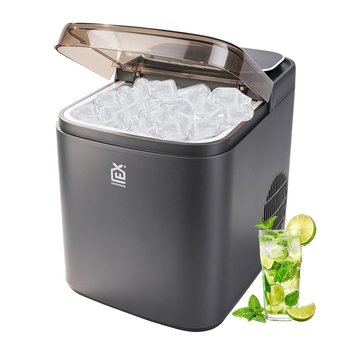 Máquinas para hacer hielo Máquina de Hielo para Encimera, Producción de 12 kg/24 h, hielo listo en 6-12 min, 2 tamaños de cubos, panel digital