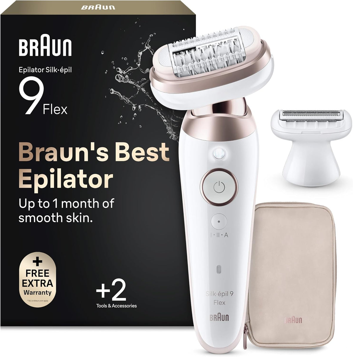 Braun Depiladora, Silk-épil 9 Flex Depiladora Mujer Depiladora Eléctrica Mujer con Cabezal Flexible 360° Para Depilación Simple, Wet & Dry, Piel Lisa