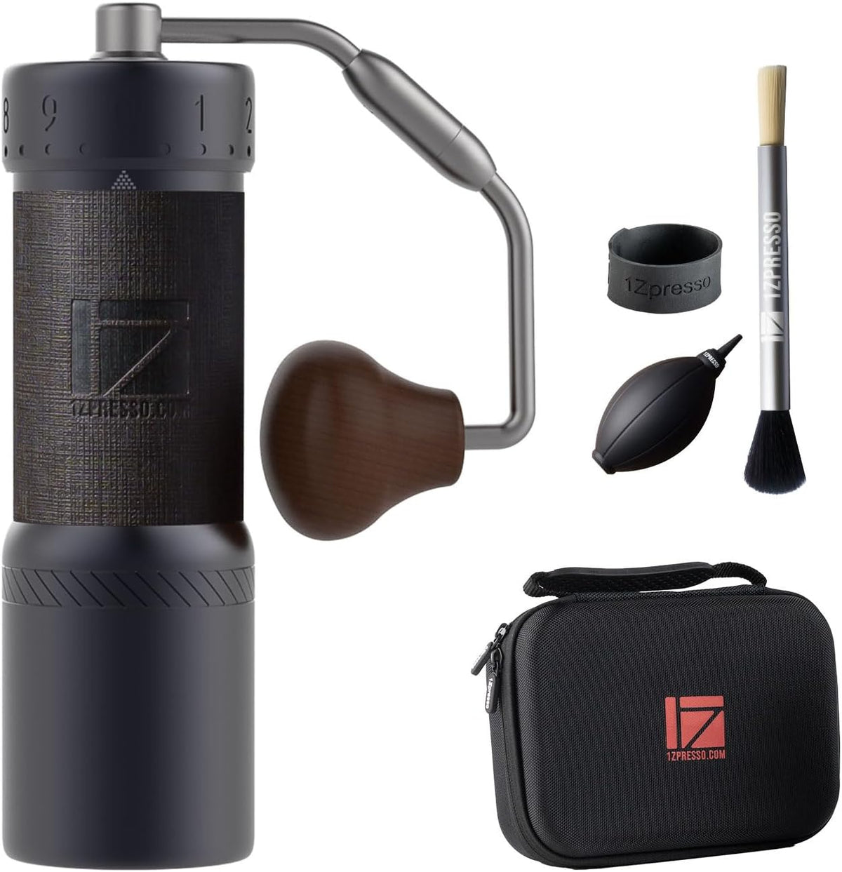 1Zpresso Molinillos de café manual, J-Ultra Molinillo de café manual gris hierro, rebaba cónica, mango plegable, taza de captura magnética de 40 g