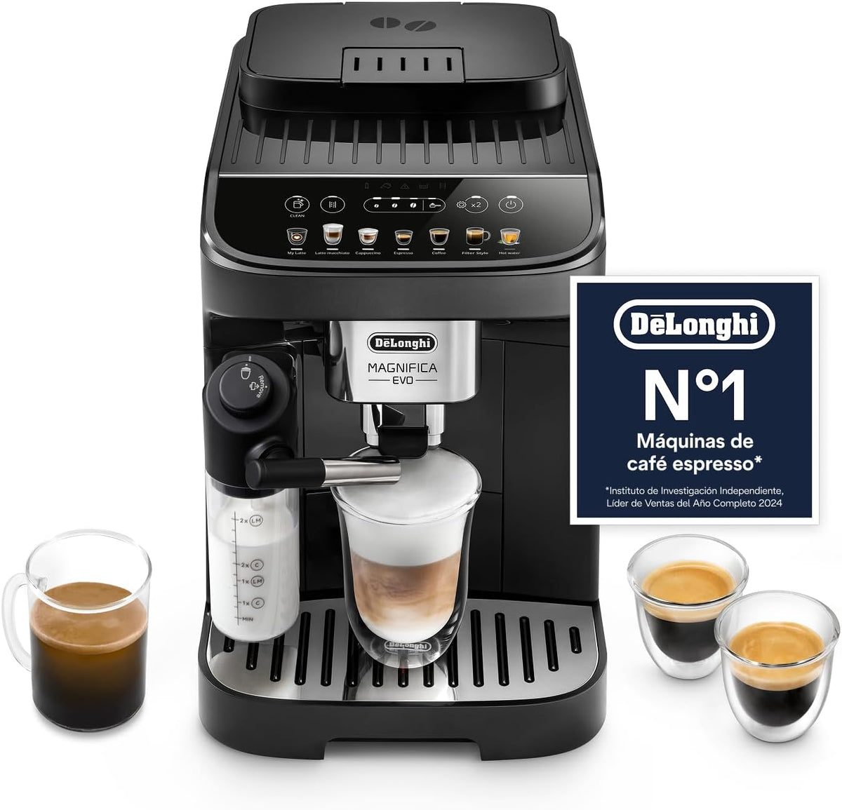 Cafetera automática De'Longhi, Magnifica Evo - Cafetera Superautomática 7 Bebidas Negro