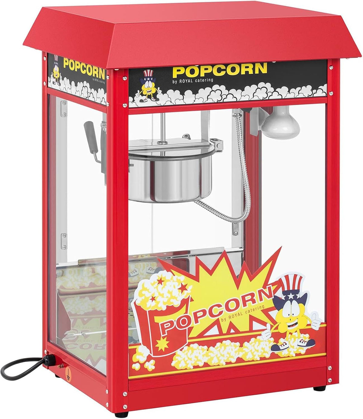Máquinas de palomita Royal Catering, Máquina para palomitas de maíz, 1500 W, diseño retro, 195 °C / 235 °C, 2 temperaturas para palomitas de maíz