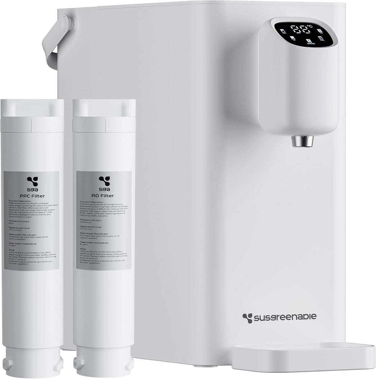 SusGreenable Hervidores eléctrico, Purificador Agua Sobremesa Ósmosis Inversa 4 Etapas, 2, 4L