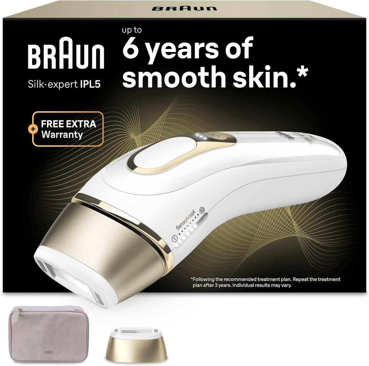Sistemas de depilación de luz pulsada Depiladora Luz Pulsada Silk·expert Pro 5, PL5100, Blanco/Oro, Braun