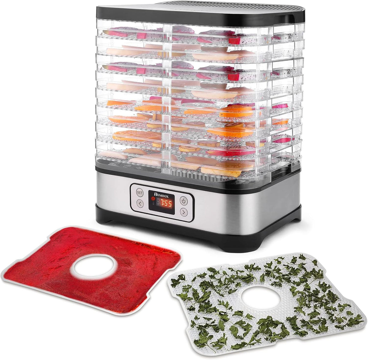 Deshidratador de Alimentos 8 Bandejas 400W, Temporizador y Temperatura, Nictemaw