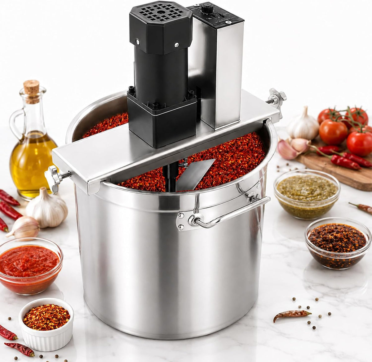 XEEAOFE Mezclador, de Alimentos Automático 40L, Máquina Agitadora Comercial de Salsas