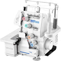 Máquinas de coser básica de VEVOR, Máquina de Coser Overlock, 1250 Puntadas por Minuto, Compatible con 3 y 4 Hilos, con Luz LED y Pies de Succión