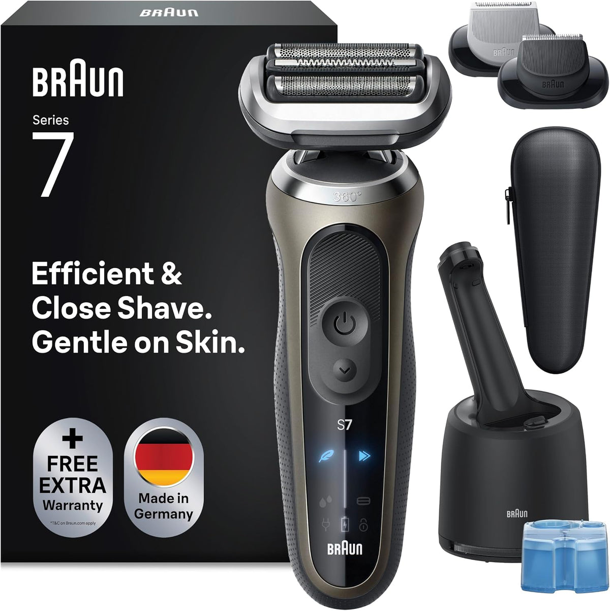 Braun 72-C7650CC Afeitadoras eléctricas de láminas para hombre, Series 7 Afeitadora Eléctrica Hombre, Oro