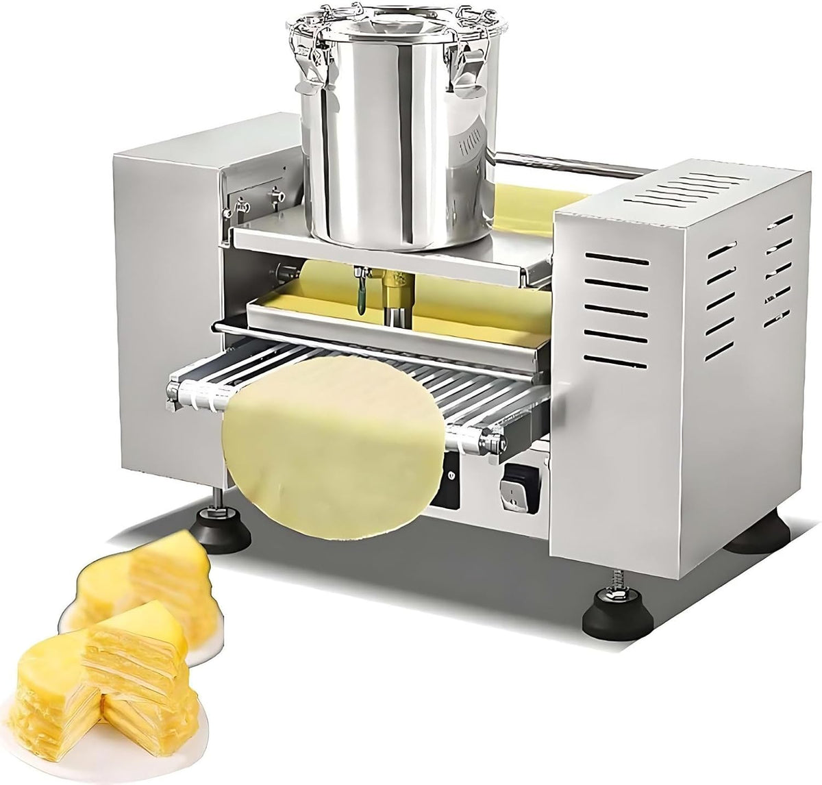 Crepera asdchZen, Máquina automática para tartas de crepé para uso comercial, grosor y diámetro ajustables, 8 pulgadas