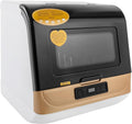 AUXSL Lavavajillas compacto, Mini lavavajillas 4-6 cubiertos, 800W compacto con manguera de agua(dorado)