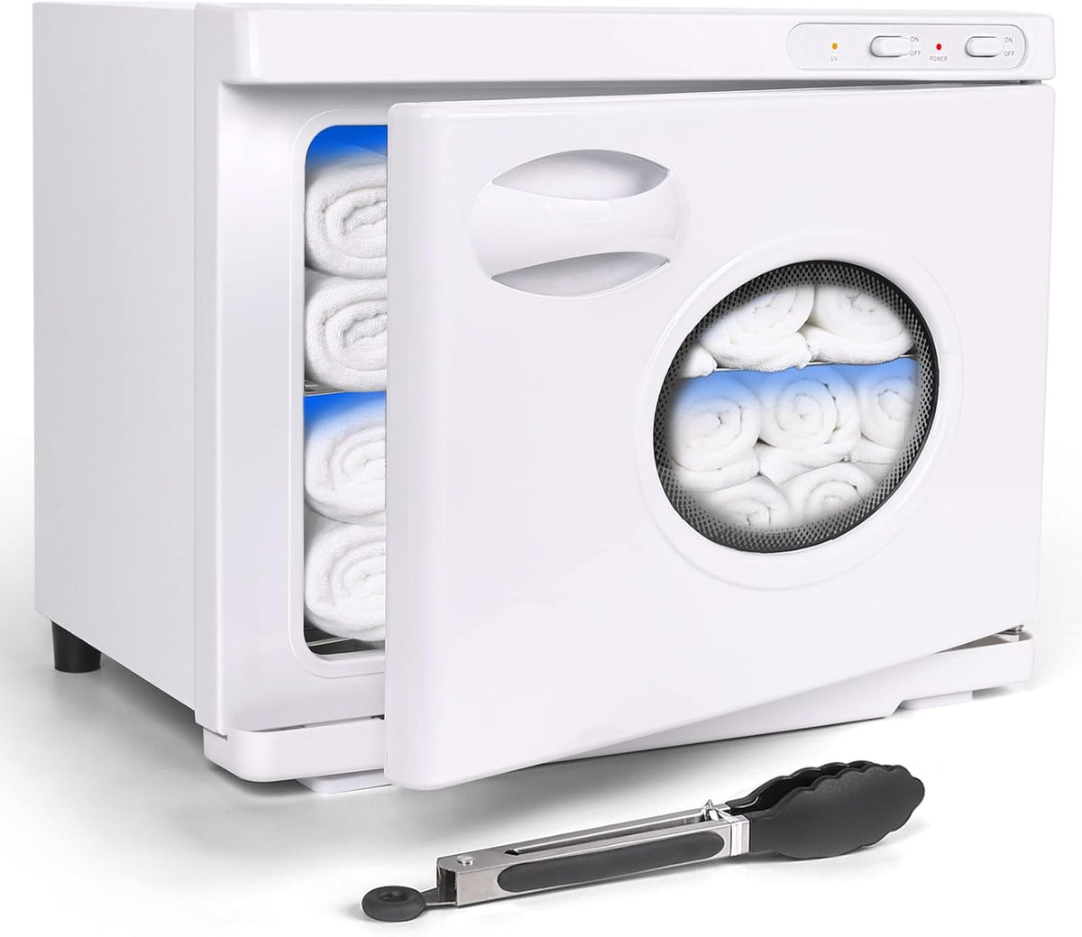 TopDirect Calientatoalla, Calentador de Toallas 23L con Luz UV, Armario Calentador Profesional de Gran Capacidad con Ventana, Cestas de Acero