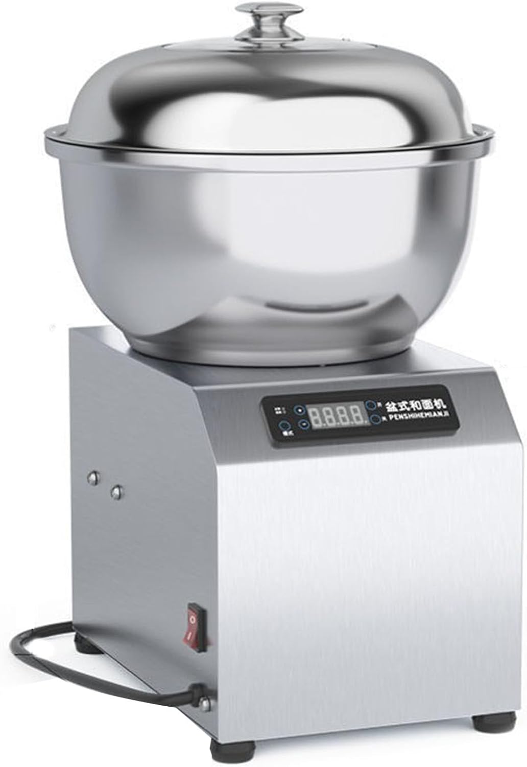 Batidoras amasadora Hydravex, Amasadora comercial de doble rotación con recipiente de acero inoxidable apto para uso alimentario, tapa y temporizador.