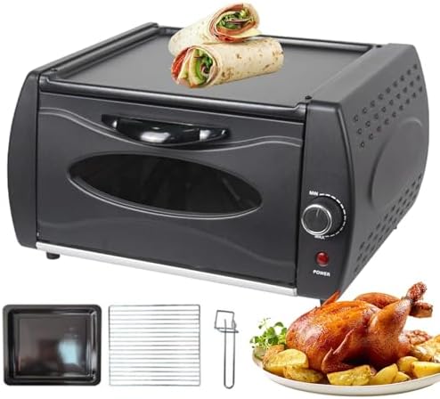 Generic Hornos tostador, Horno de pizza comercial 2 en 1 de 2100 W, control de temperatura ajustable, puerta panorámica de vidrio y placa superior