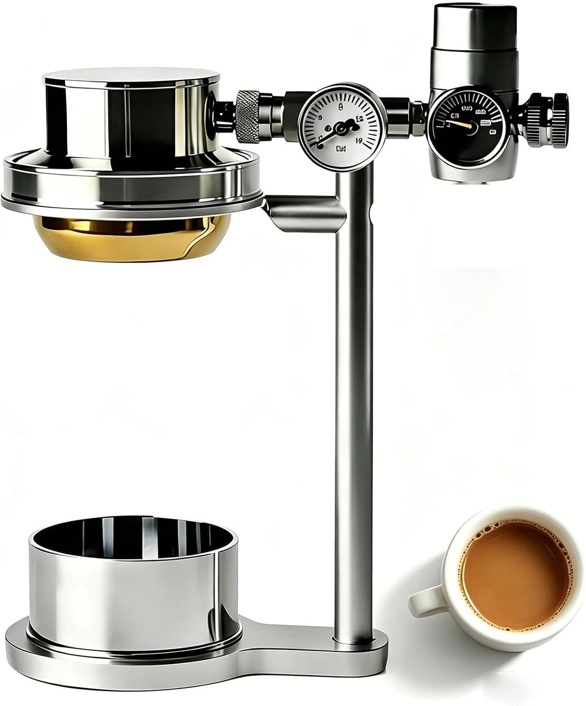 Cafeteras para espresso de MRJYK, Cafetera Manual De Presión De Aire De 58 Mm, Cafetera De Acero Inoxidable, con Manómetro Y Válvula De Alivio