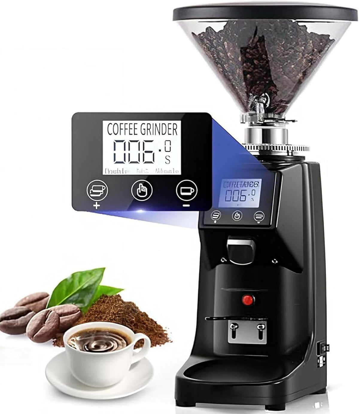 Molinillos de café eléctricos con cuchilla cafetera espresso comercial, Muelas planas acero inoxidable 60mm Black-500ml, ZenHailure