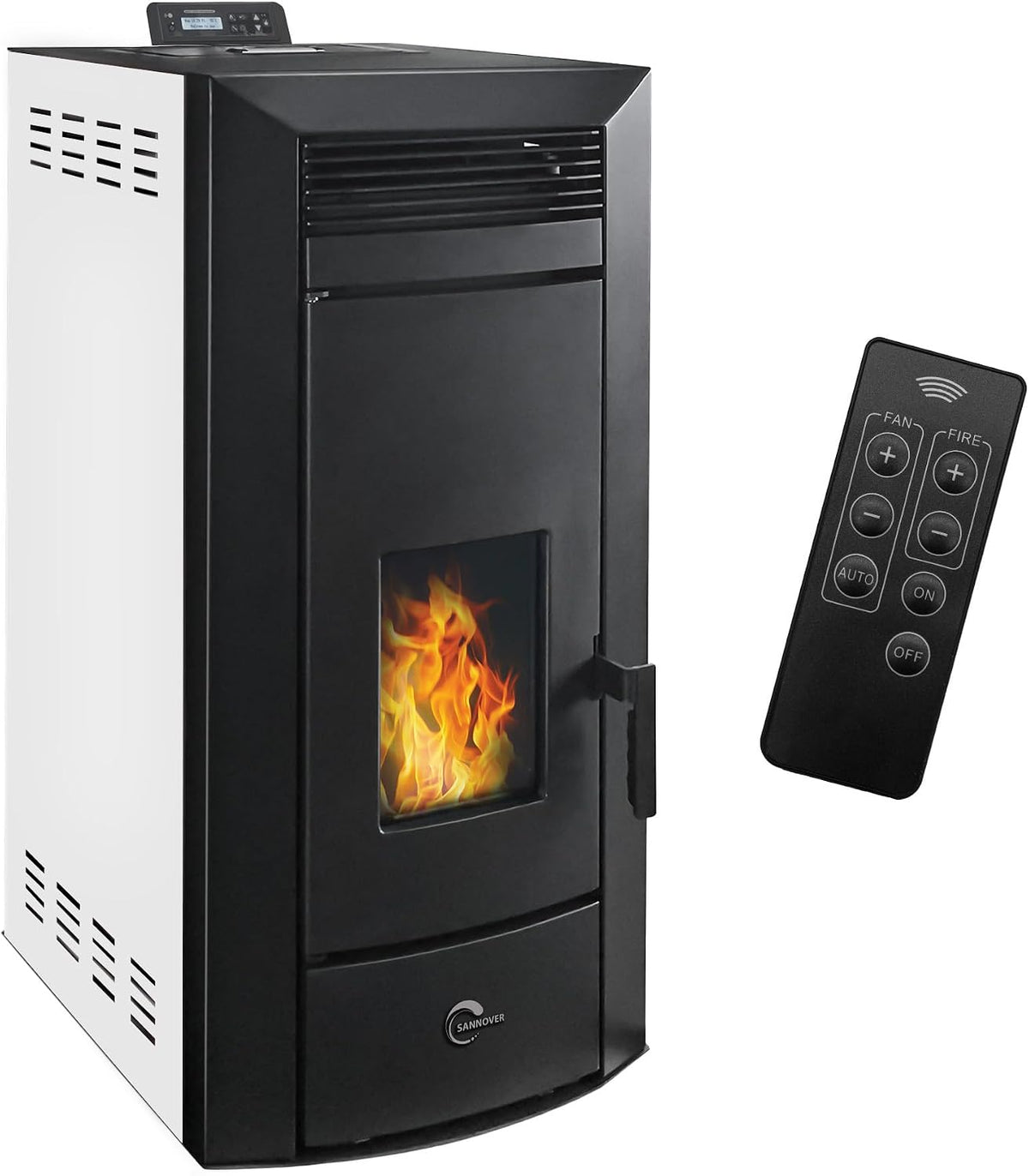 Calefacción de pellet de Sannover Thermique, Estufa de pellets hidráulica impermeable Kleona 22, 7 kW Blanco Sannover