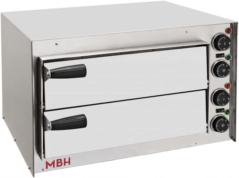 Hornos individuales para pizza MBH - MAQUINARIA BAR HOSTELERÍA, MBH - Horno de pizza profesional pequeño de 2 cámaras. Horno eléctrico industrial 2